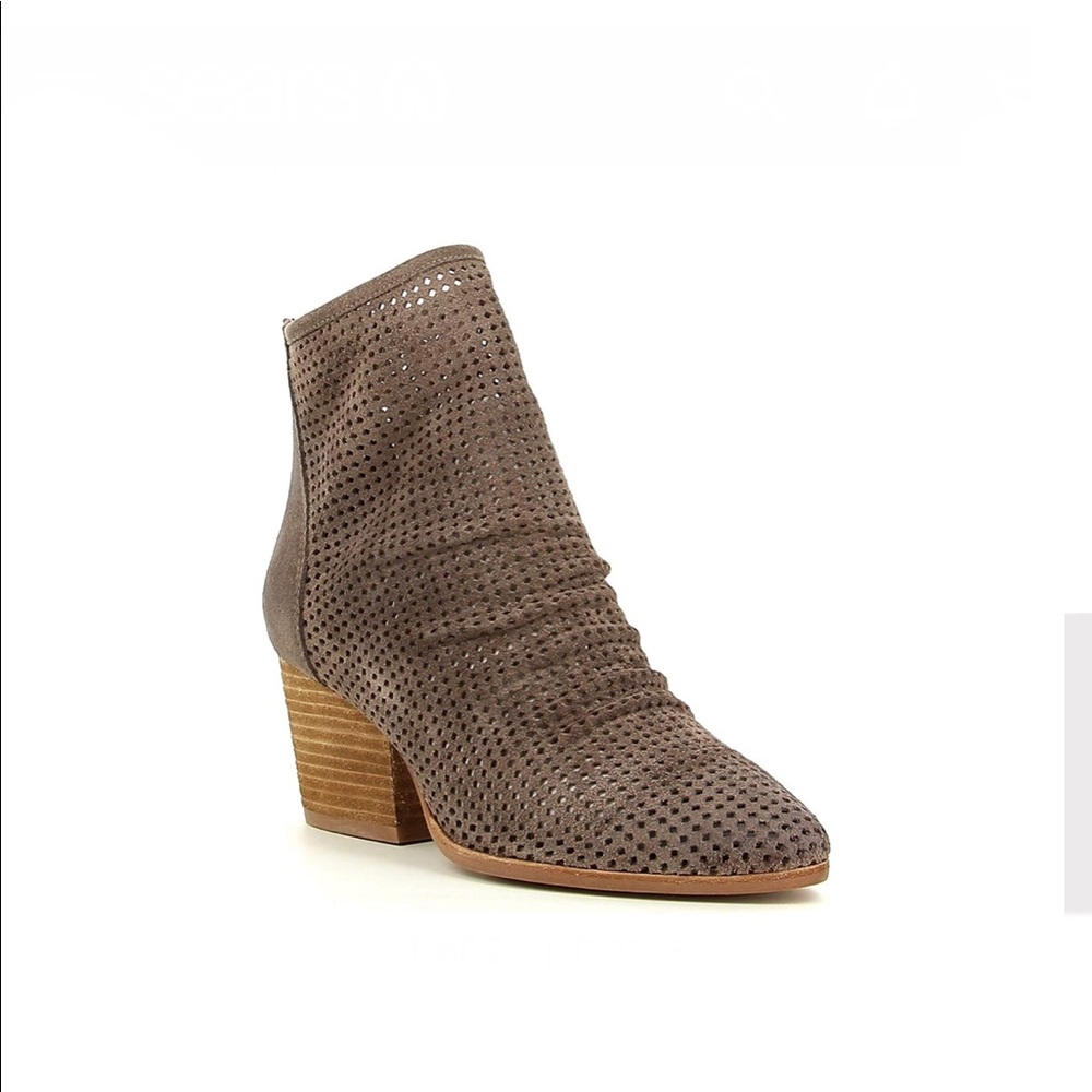 Jeffrey Campbell Jenelle Taupe Suede Laser Cut Bootie